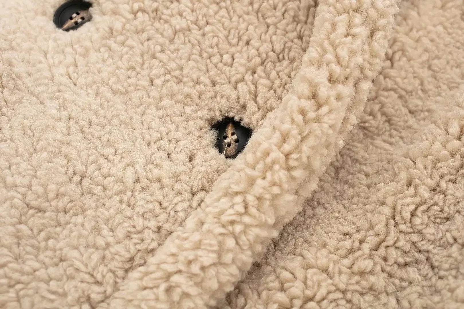 Women’s Double-Breasted Lamb Velvet Coat – Sophisticated & Elegant - MODISH X 