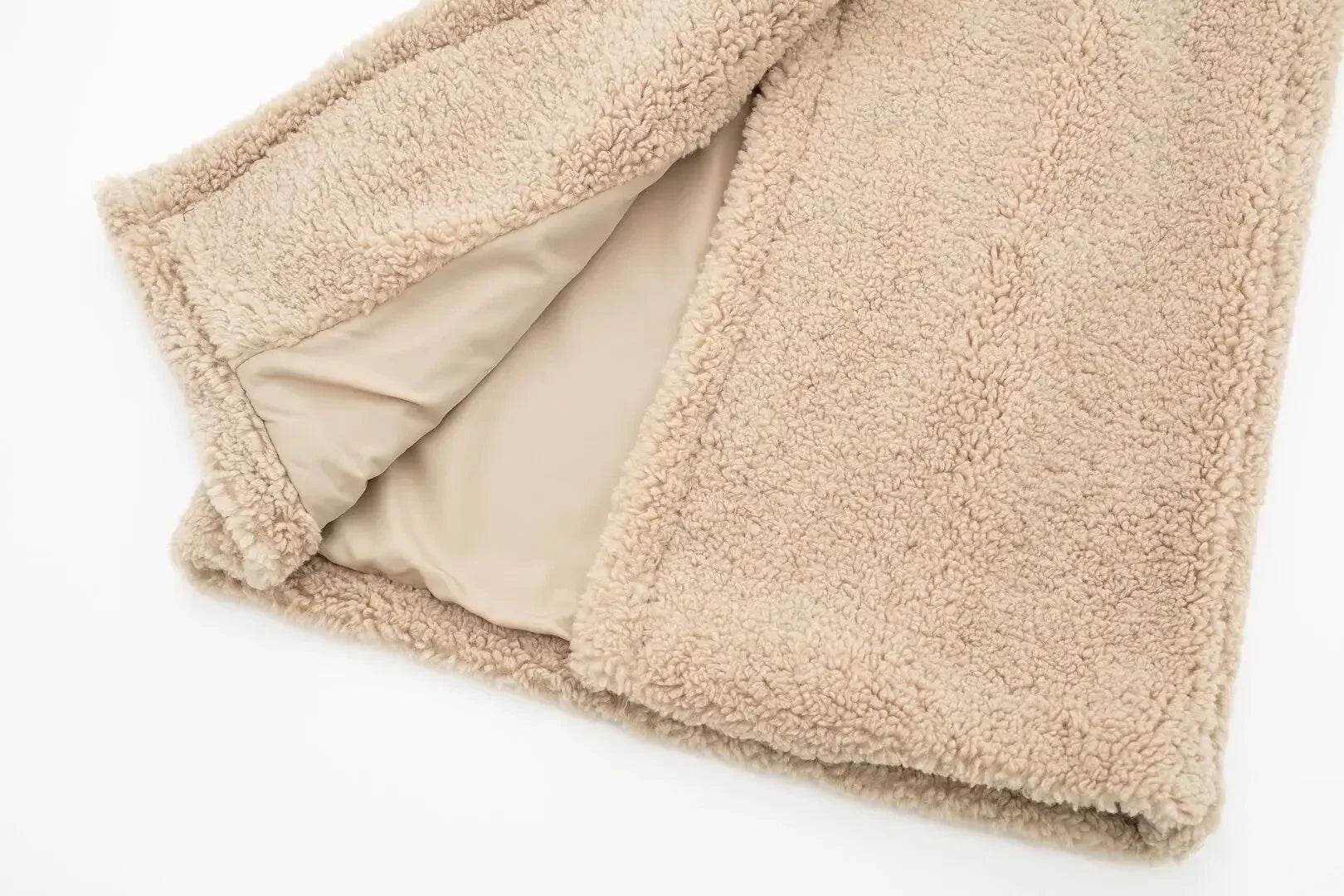 Women’s Double-Breasted Lamb Velvet Coat – Sophisticated & Elegant - MODISH X 