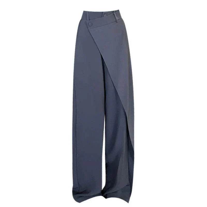 Office Lady Asymmetrical High-Waist Straight Pants – Stylish & Chic - MODISH X 