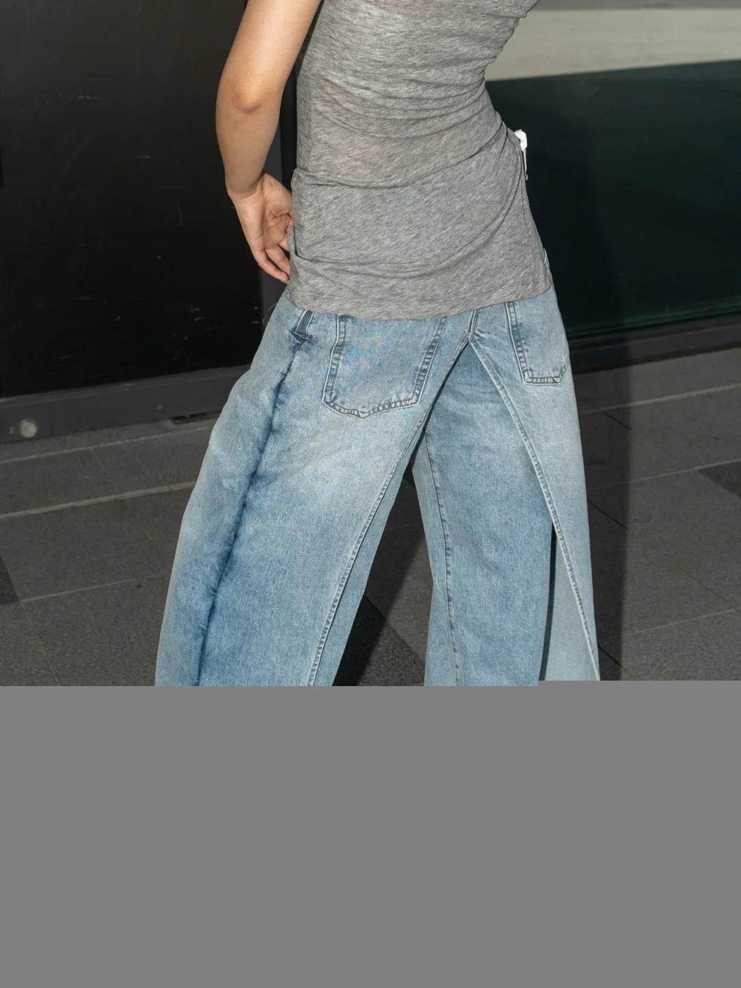 Women’s TWOTWINSTYLE Spliced Zipper Jeans – Stylish & Unique - MODISH X 