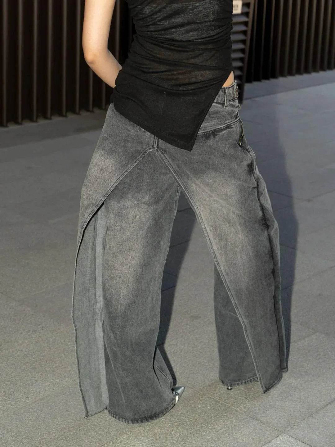 Women’s TWOTWINSTYLE Spliced Zipper Jeans – Stylish & Unique - MODISH X 