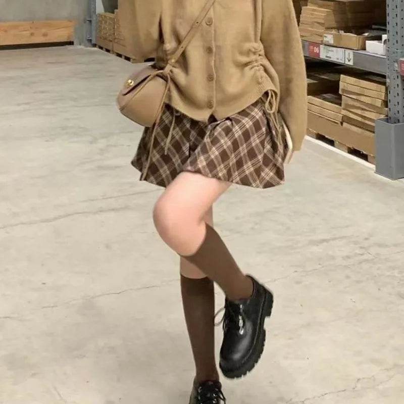 Women’s Plaid Brown High Waist Skirt – Preppy Summer Style - MODISH X 