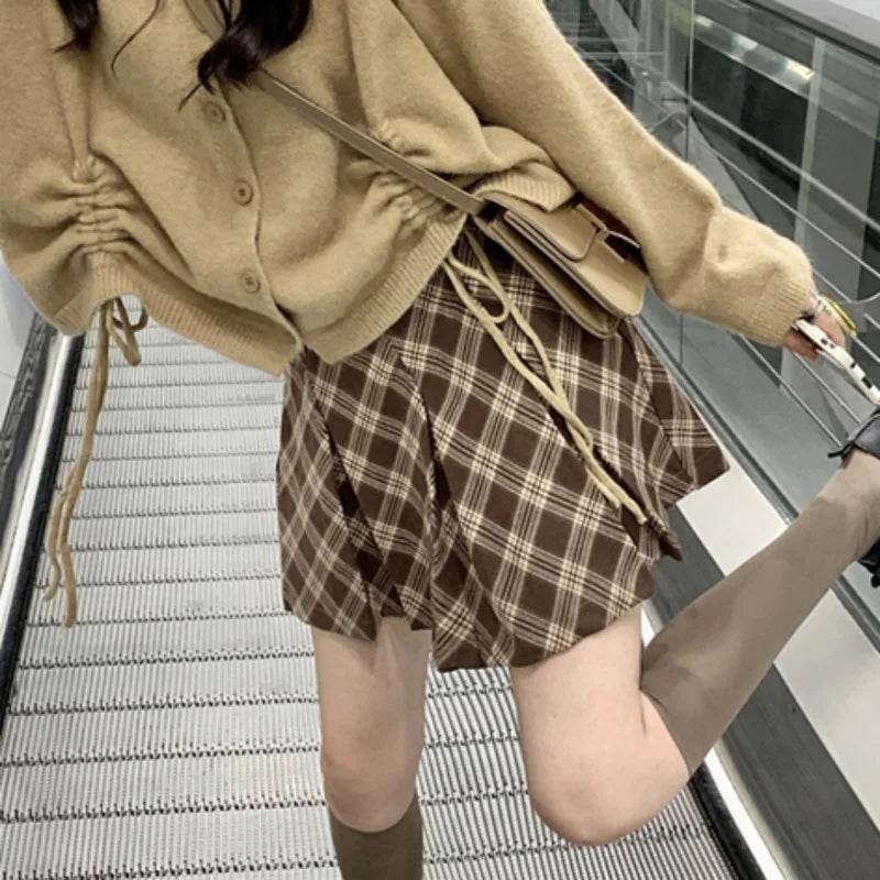 Women’s Plaid Brown High Waist Skirt – Preppy Summer Style - MODISH X 