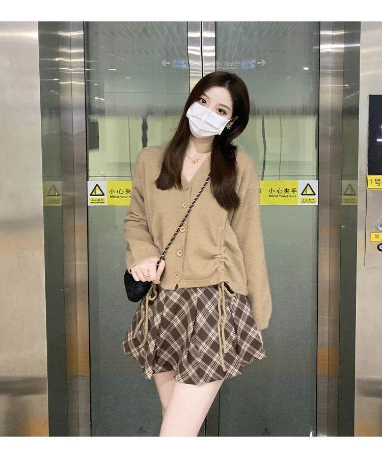 Women’s Plaid Brown High Waist Skirt – Preppy Summer Style - MODISH X 