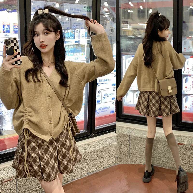 Women’s Plaid Brown High Waist Skirt – Preppy Summer Style - MODISH X 