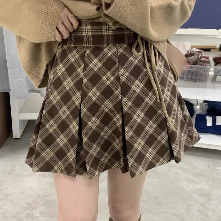 Women’s Plaid Brown High Waist Skirt – Preppy Summer Style - MODISH X 