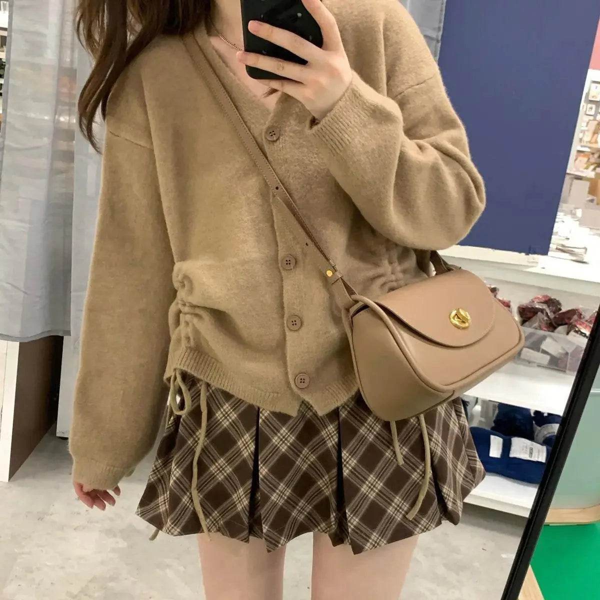 Women’s Plaid Brown High Waist Skirt – Preppy Summer Style - MODISH X 