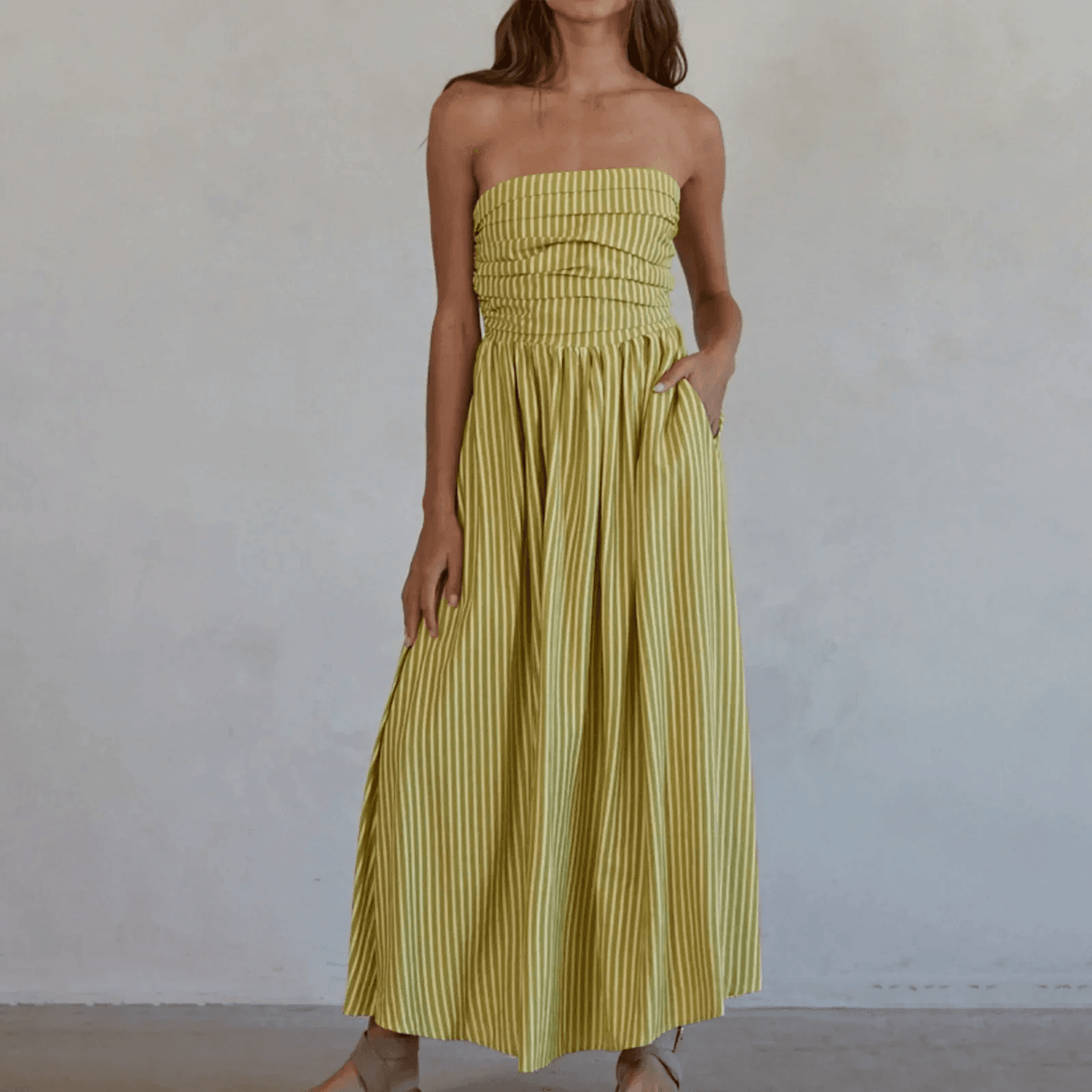 Women’s Striped Maxi Dress with Pockets – Perfect for Summer - MODISH X 