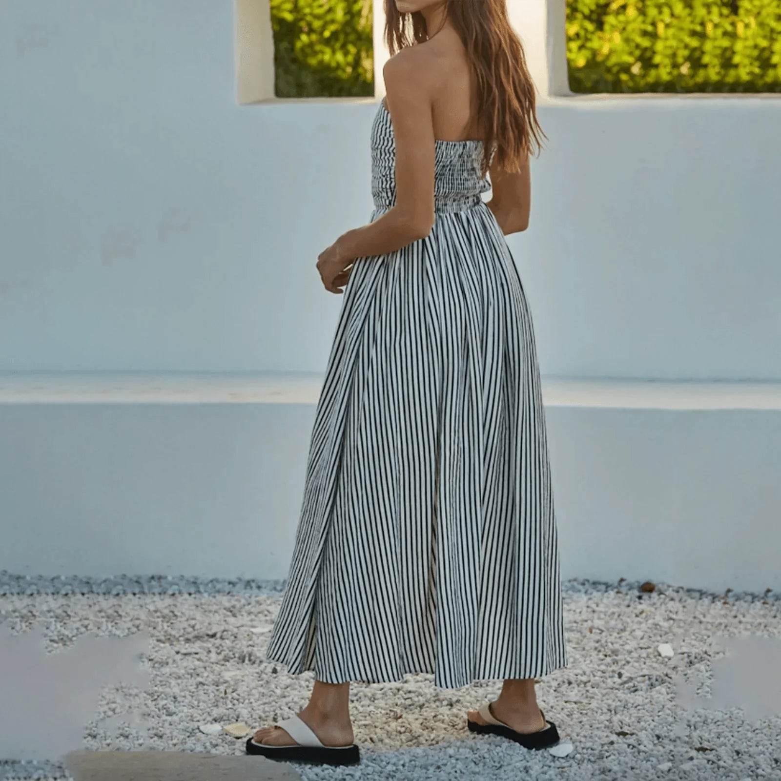 Women’s Striped Maxi Dress with Pockets – Perfect for Summer - MODISH X 