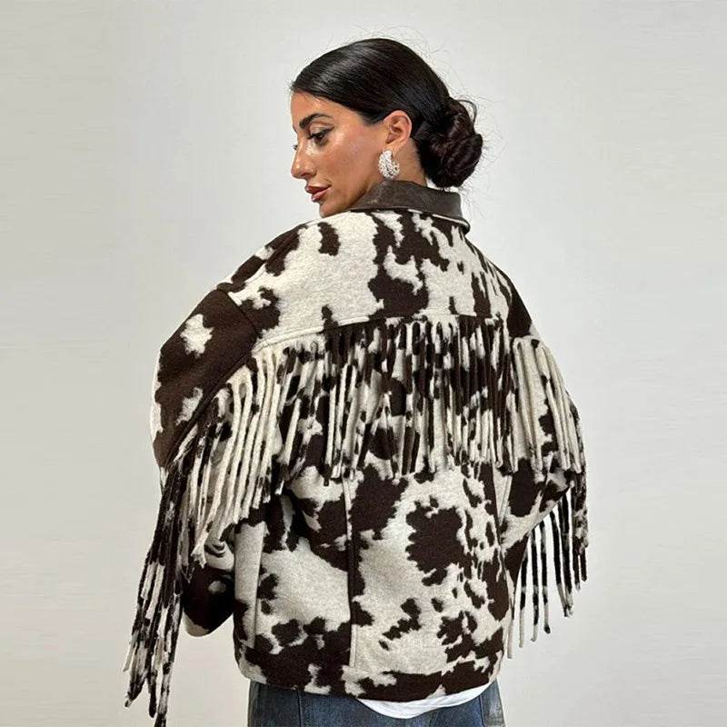 Women’s Chic Tassel Print Winter Coat – Warm, Stylish & Unique - MODISH X 