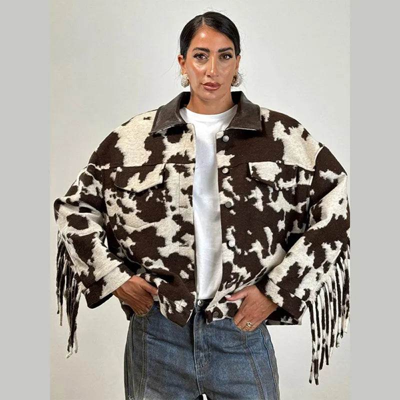 Women’s Chic Tassel Print Winter Coat – Warm, Stylish & Unique - MODISH X 