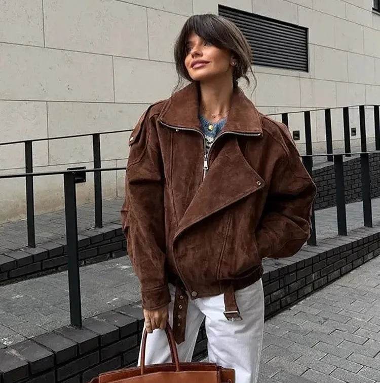 Women’s Vintage Suede-Look Jacket – Elegant, Soft & Stylish - MODISH X 