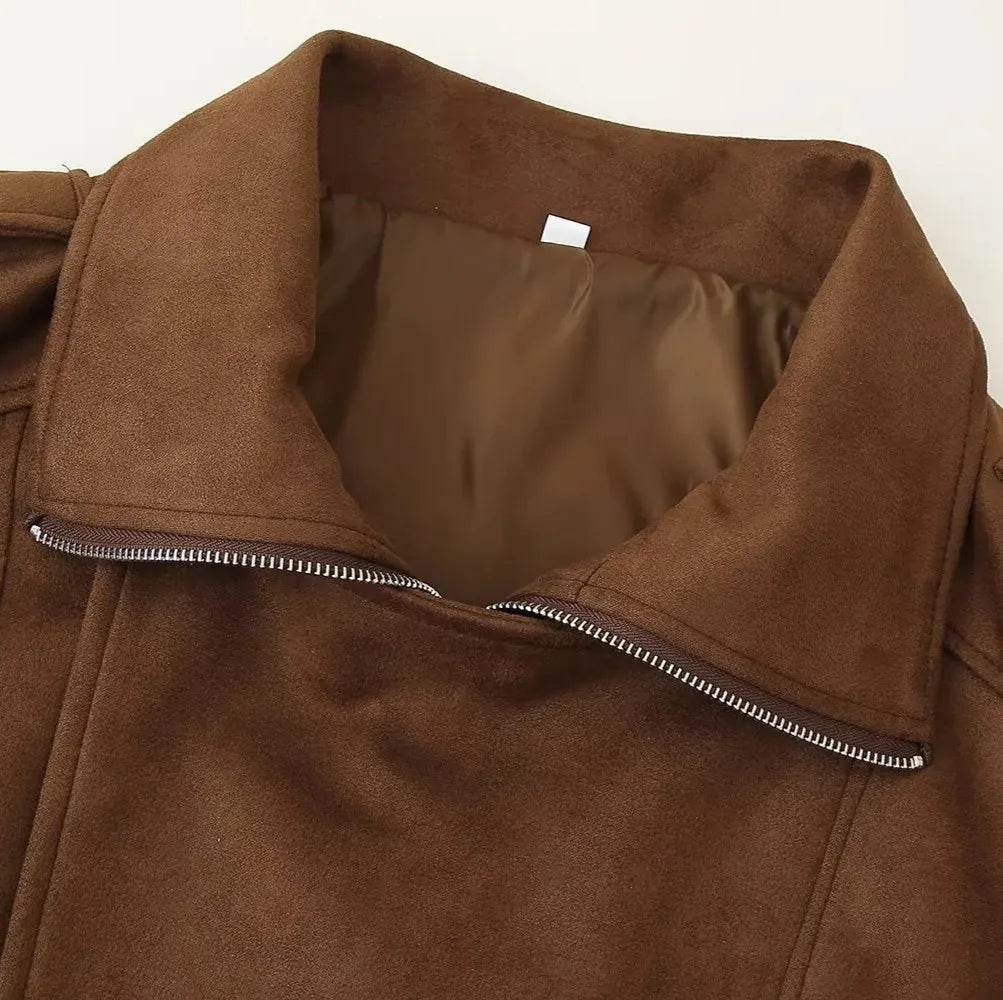 Women’s Vintage Suede-Look Jacket – Elegant, Soft & Stylish - MODISH X 