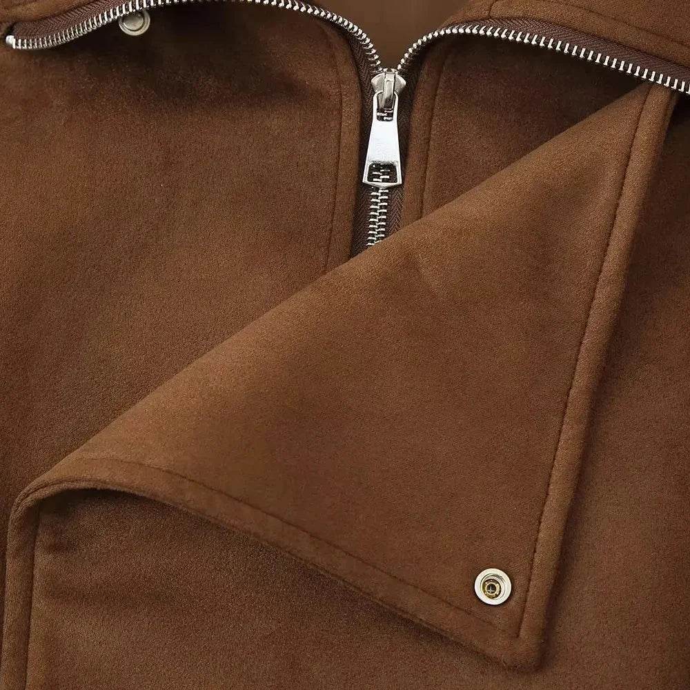 Women’s Vintage Suede-Look Jacket – Elegant, Soft & Stylish - MODISH X 