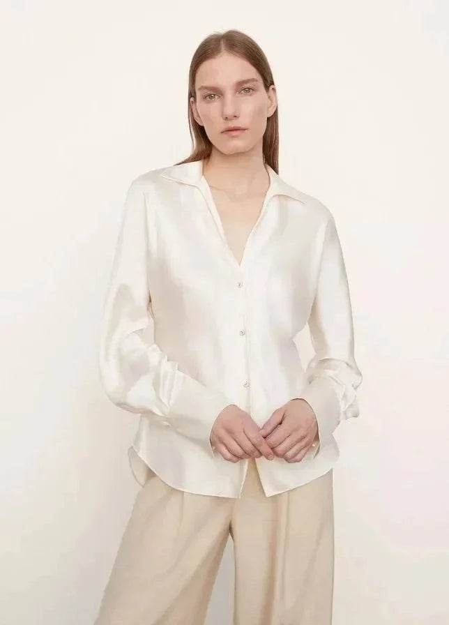 Women’s Nanfu True Silk V-Neck Shirt – Slimming Summer Fit - MODISH X 