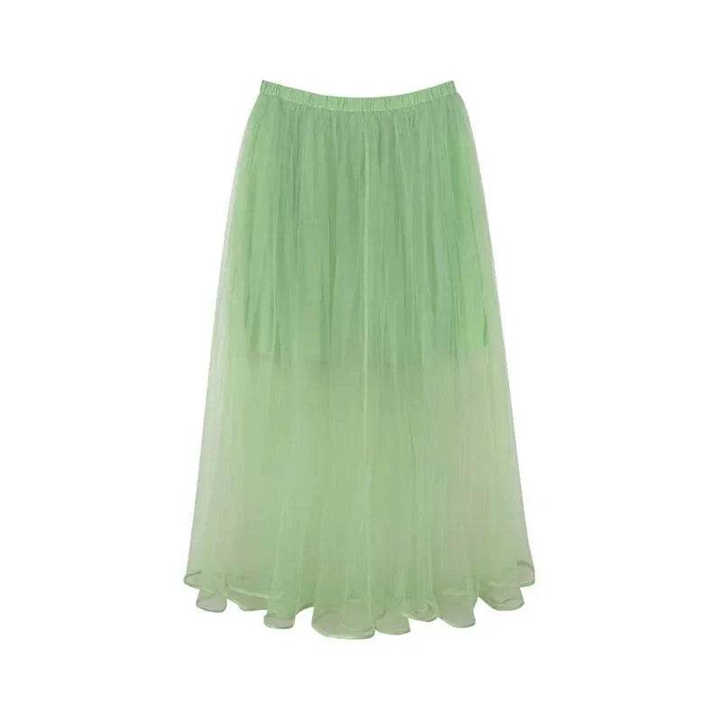 Women’s Ovinsyang Tulle Midi Skirt – Elegant A-Line Summer Look - MODISH X 