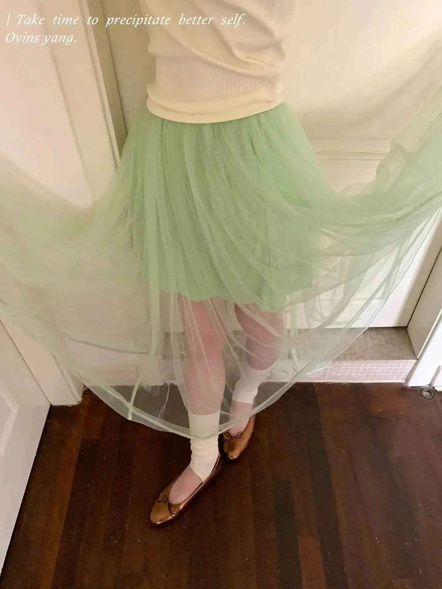 Women’s Ovinsyang Tulle Midi Skirt – Elegant A-Line Summer Look - MODISH X 