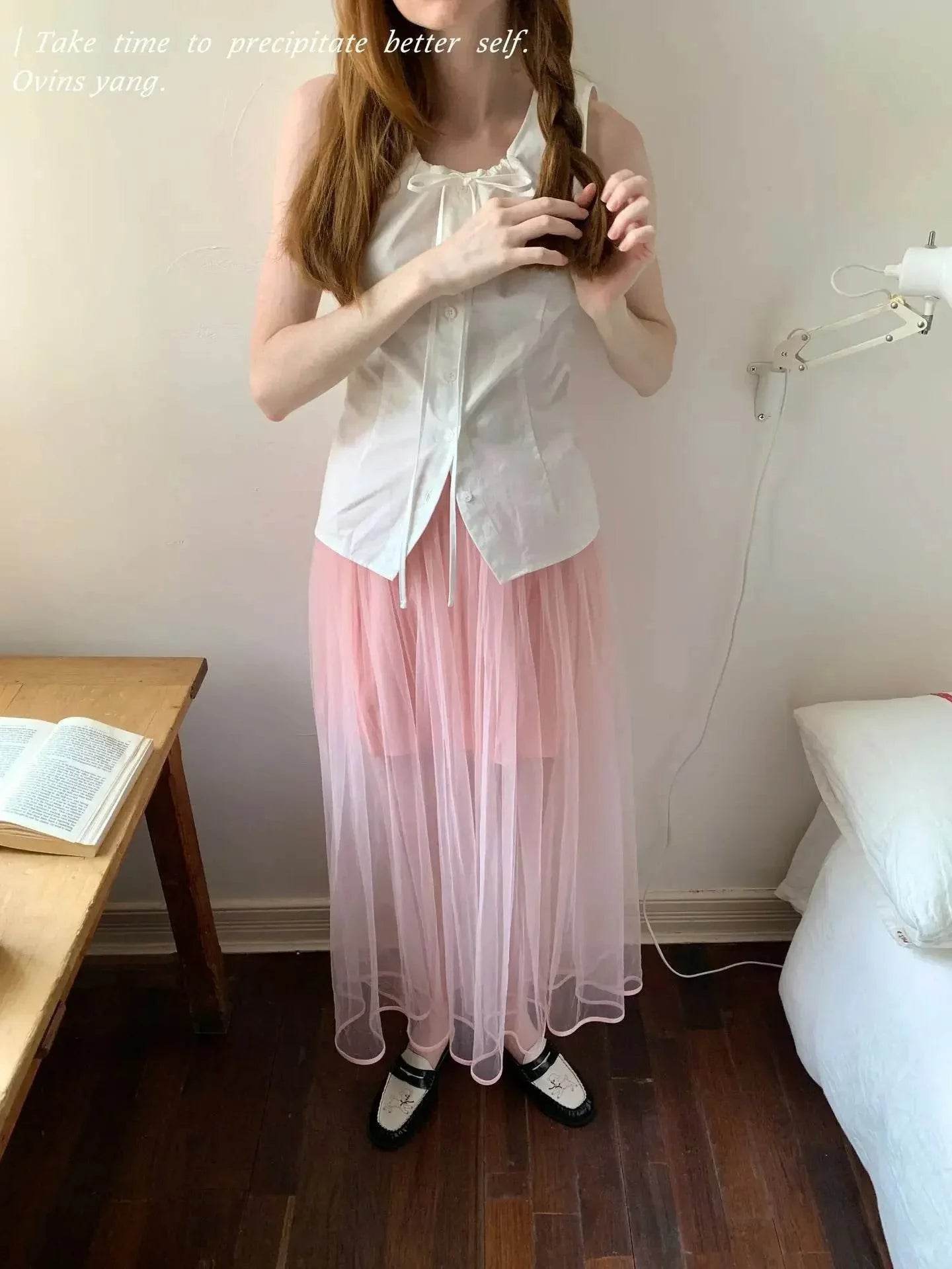 Women’s Ovinsyang Tulle Midi Skirt – Elegant A-Line Summer Look - MODISH X 