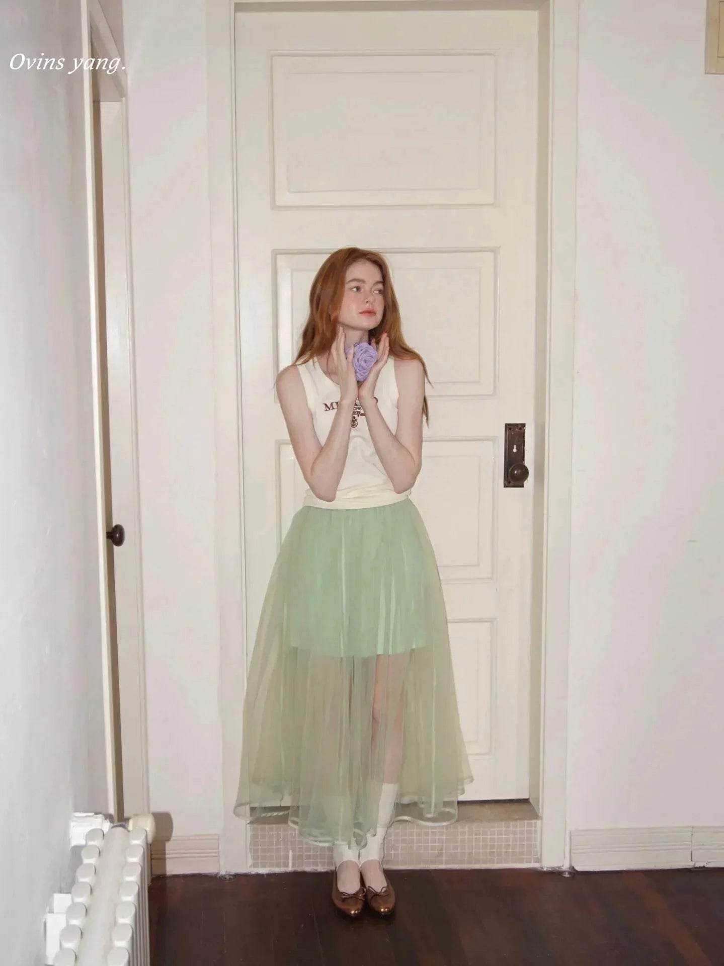 Women’s Ovinsyang Tulle Midi Skirt – Elegant A-Line Summer Look - MODISH X 