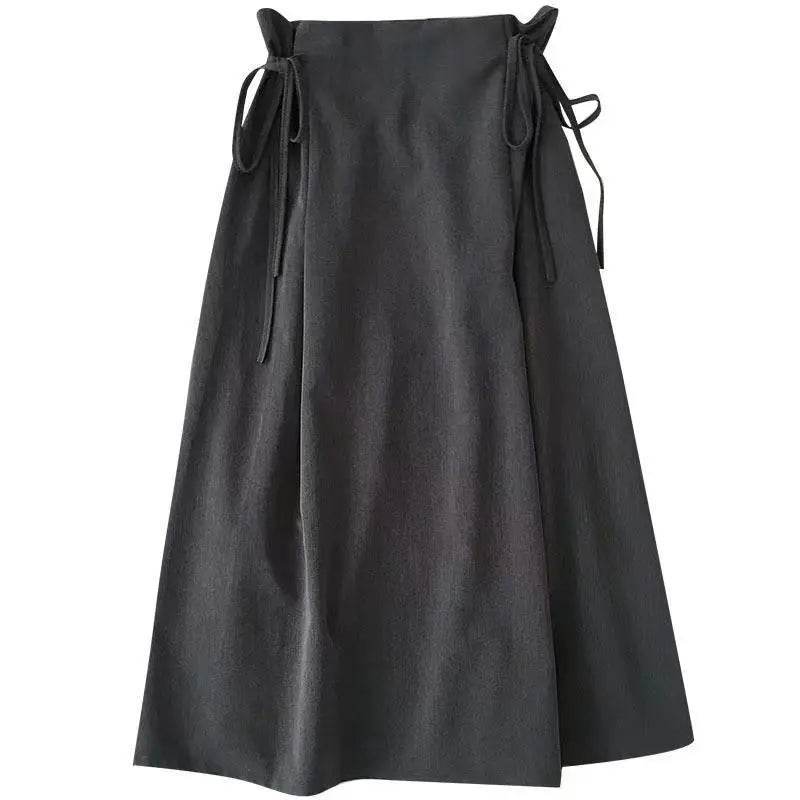 Women’s Korean A-Line Midi Skirt – High-Waist Lace-Up Design & Chic - MODISH X 