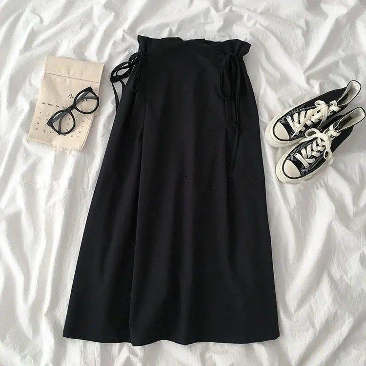 Women’s Korean A-Line Midi Skirt – High-Waist Lace-Up Design & Chic - MODISH X 
