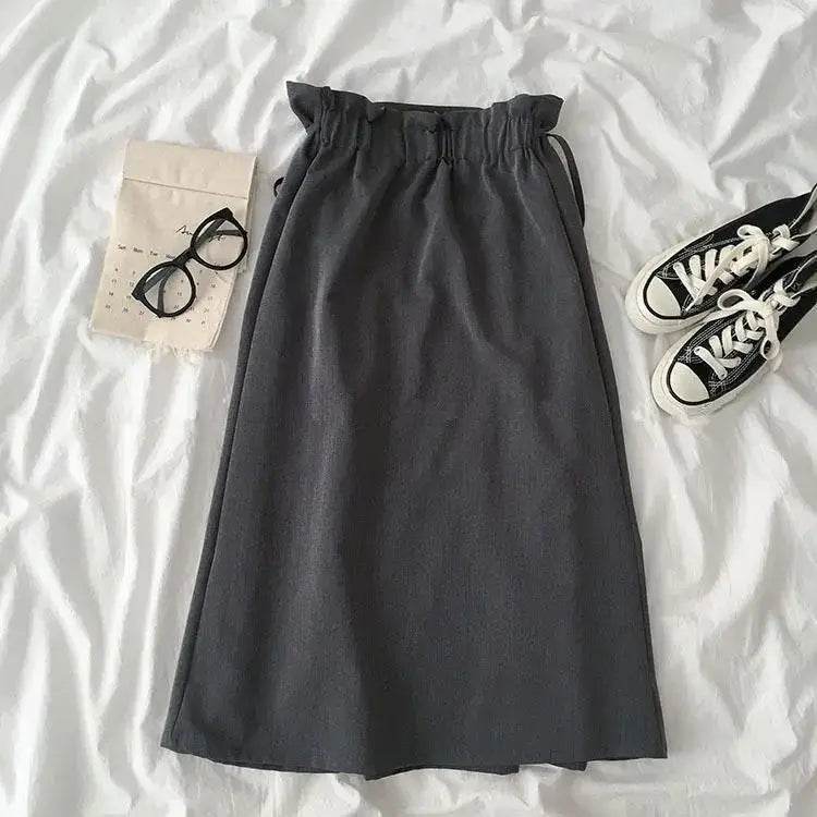 Women’s Korean A-Line Midi Skirt – High-Waist Lace-Up Design & Chic - MODISH X 