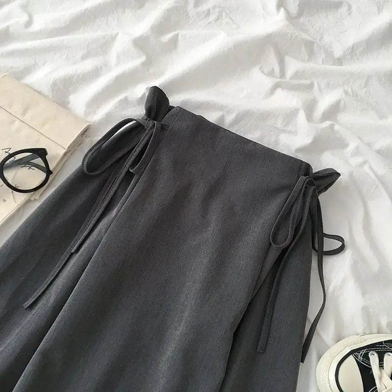 Women’s Korean A-Line Midi Skirt – High-Waist Lace-Up Design & Chic - MODISH X 