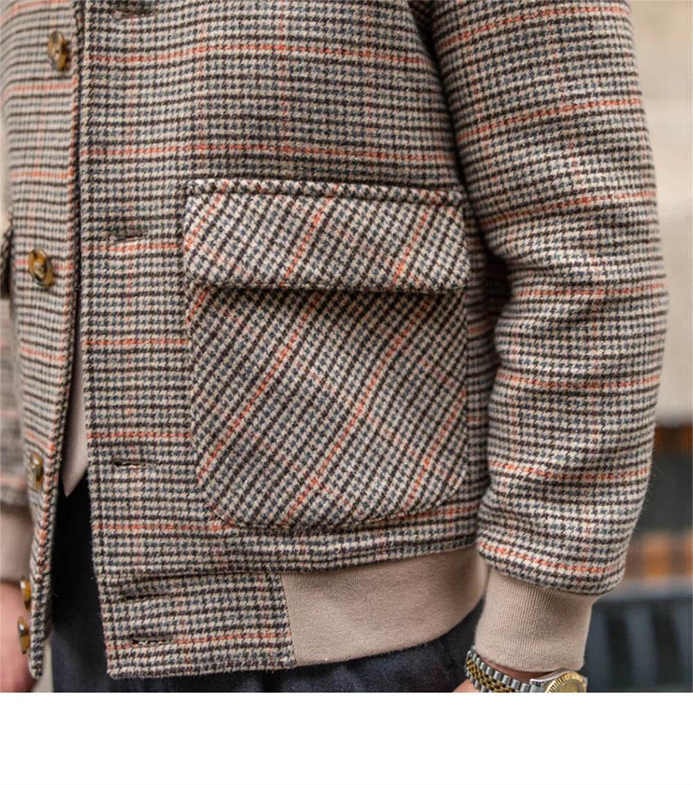Men’s Cropped Tweed Bomber Jacket – A Stylish Slim-Fit Coat for Winters - MODISH X 