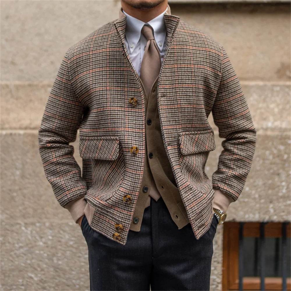 Men’s Cropped Tweed Bomber Jacket – A Stylish Slim-Fit Coat for Winters - MODISH X 
