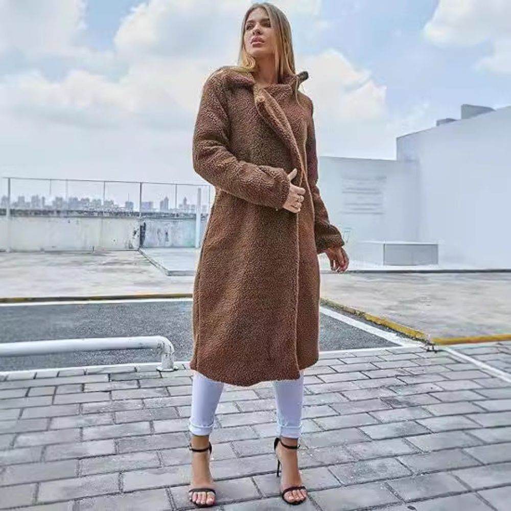 Women’s Double-Breasted Lamb Velvet Coat – Sophisticated & Elegant - MODISH X 