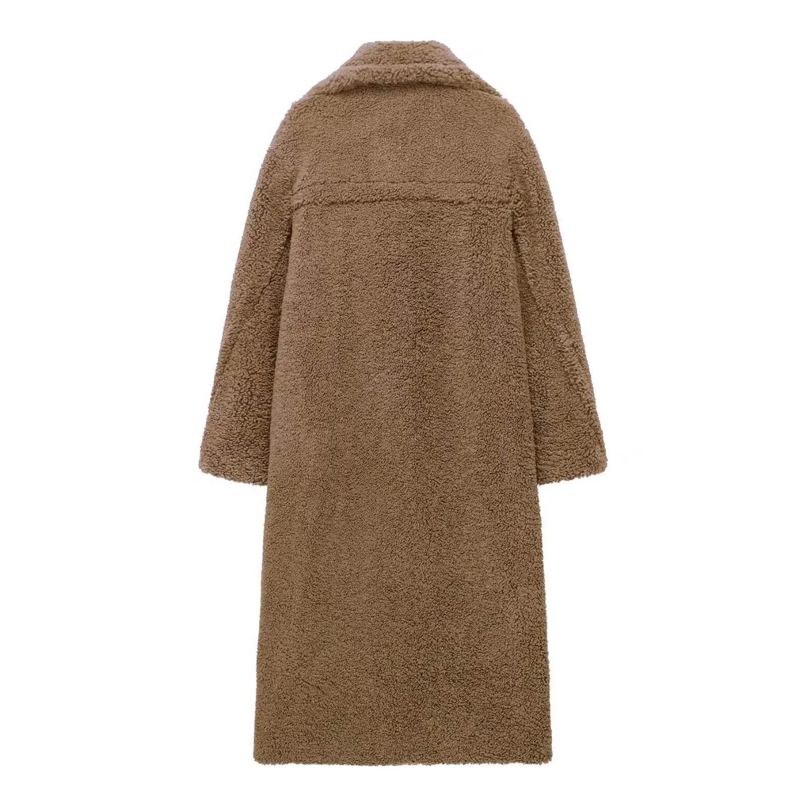 Women’s Double-Breasted Lamb Velvet Coat – Sophisticated & Elegant - MODISH X 