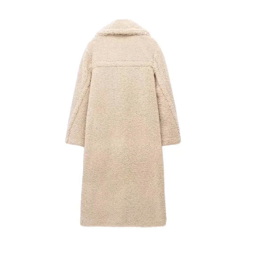 Women’s Double-Breasted Lamb Velvet Coat – Sophisticated & Elegant - MODISH X 