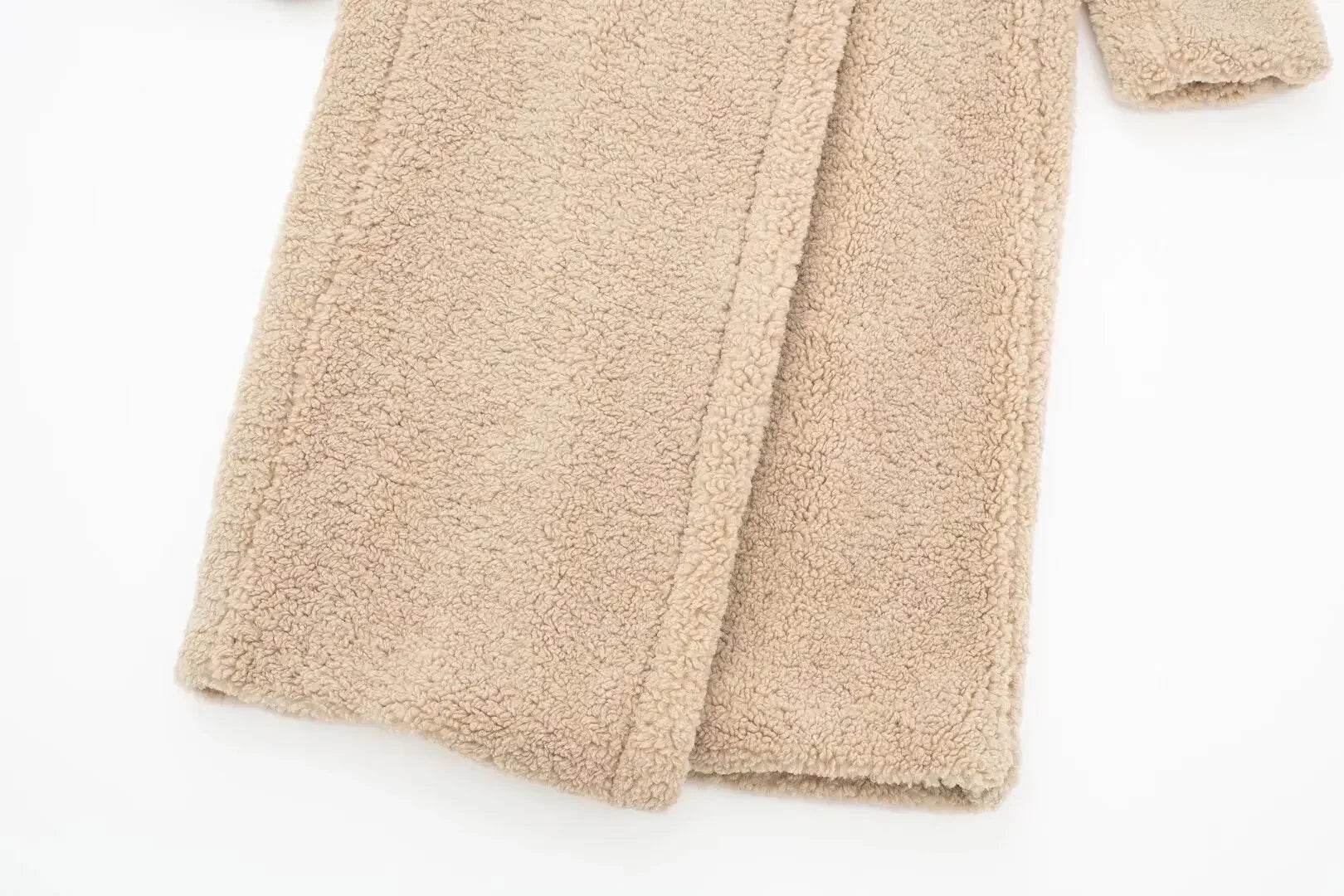 Women’s Double-Breasted Lamb Velvet Coat – Sophisticated & Elegant - MODISH X 