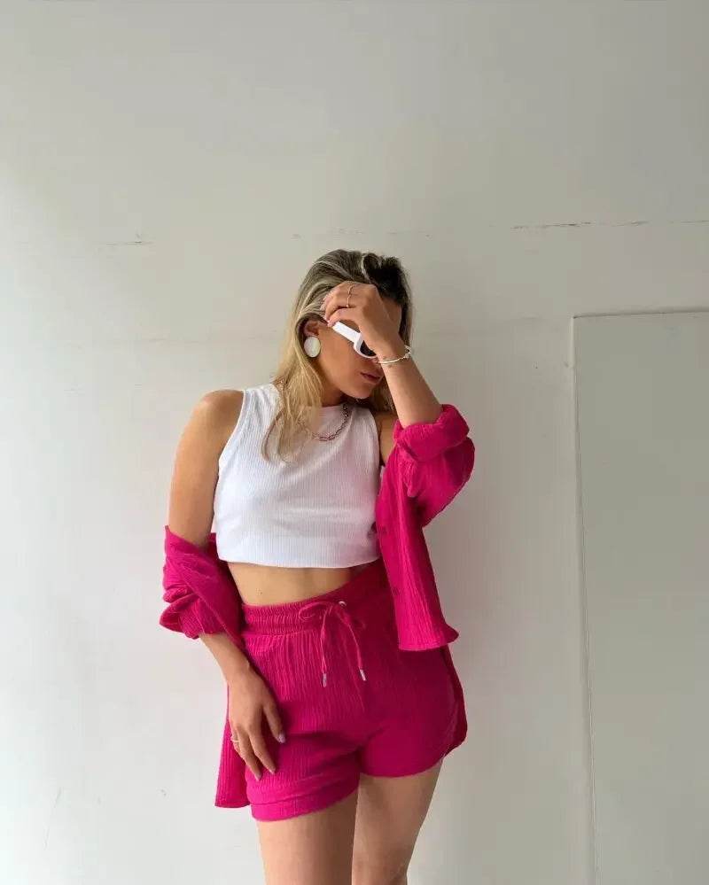 Women’s High Street Solid Two-Piece Tracksuit Set with Pockets - MODISH X 
