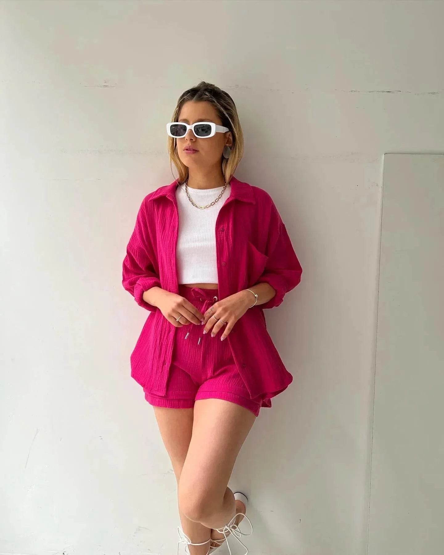 Women’s High Street Solid Two-Piece Tracksuit Set with Pockets - MODISH X 