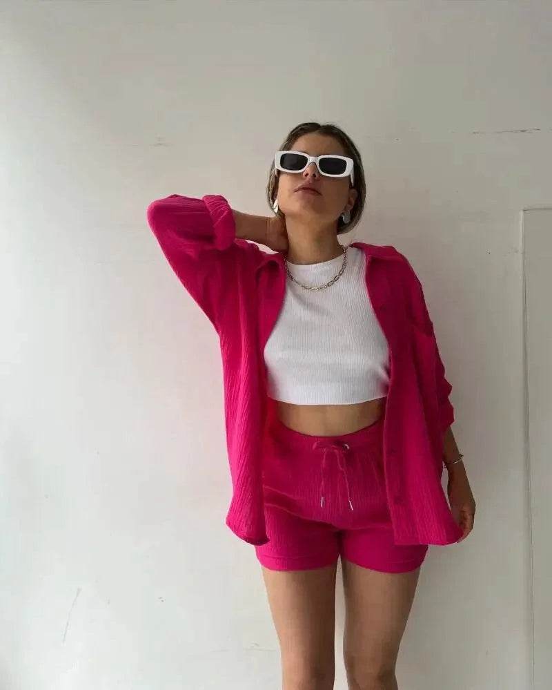 Women’s High Street Solid Two-Piece Tracksuit Set with Pockets - MODISH X 