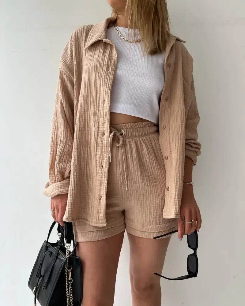 Women’s High Street Solid Two-Piece Tracksuit Set with Pockets - MODISH X 