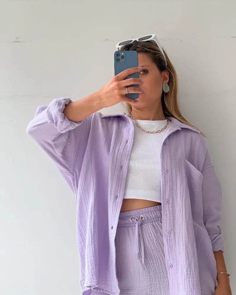 Women’s High Street Solid Two-Piece Tracksuit Set with Pockets - MODISH X 