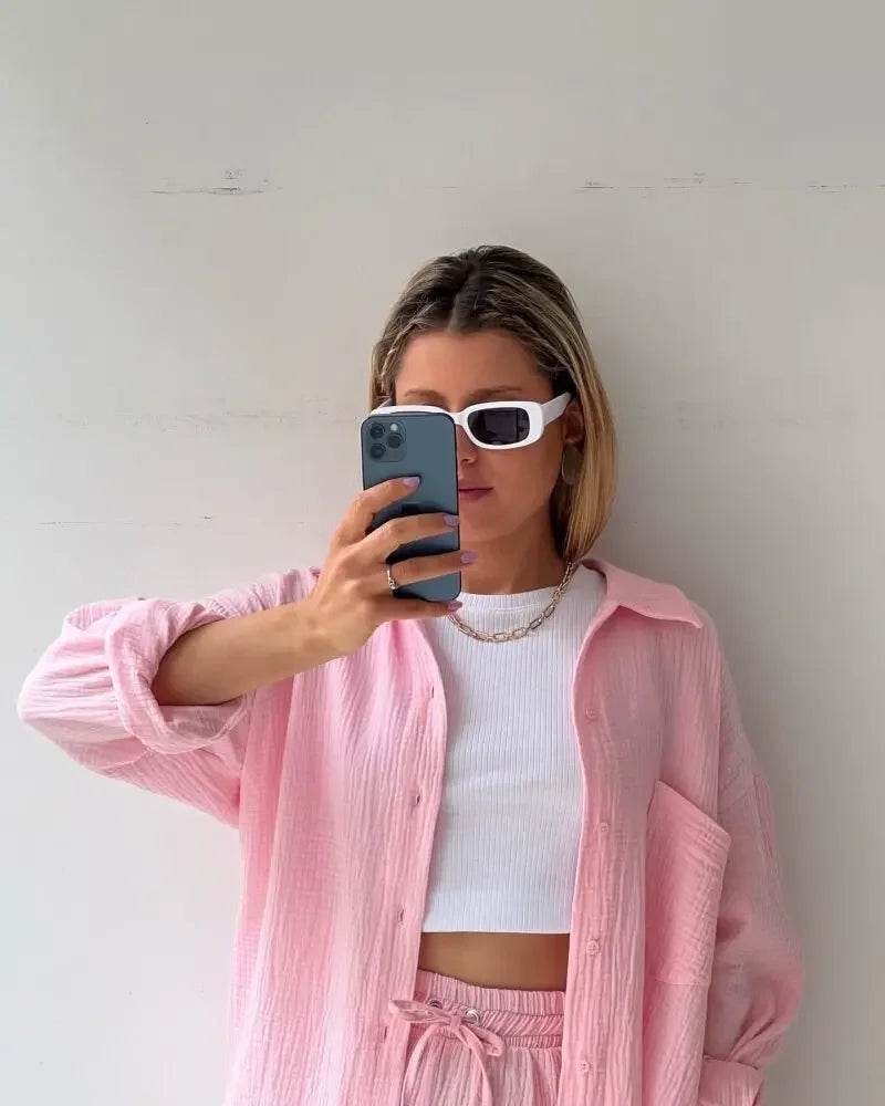 Women’s High Street Solid Two-Piece Tracksuit Set with Pockets - MODISH X 