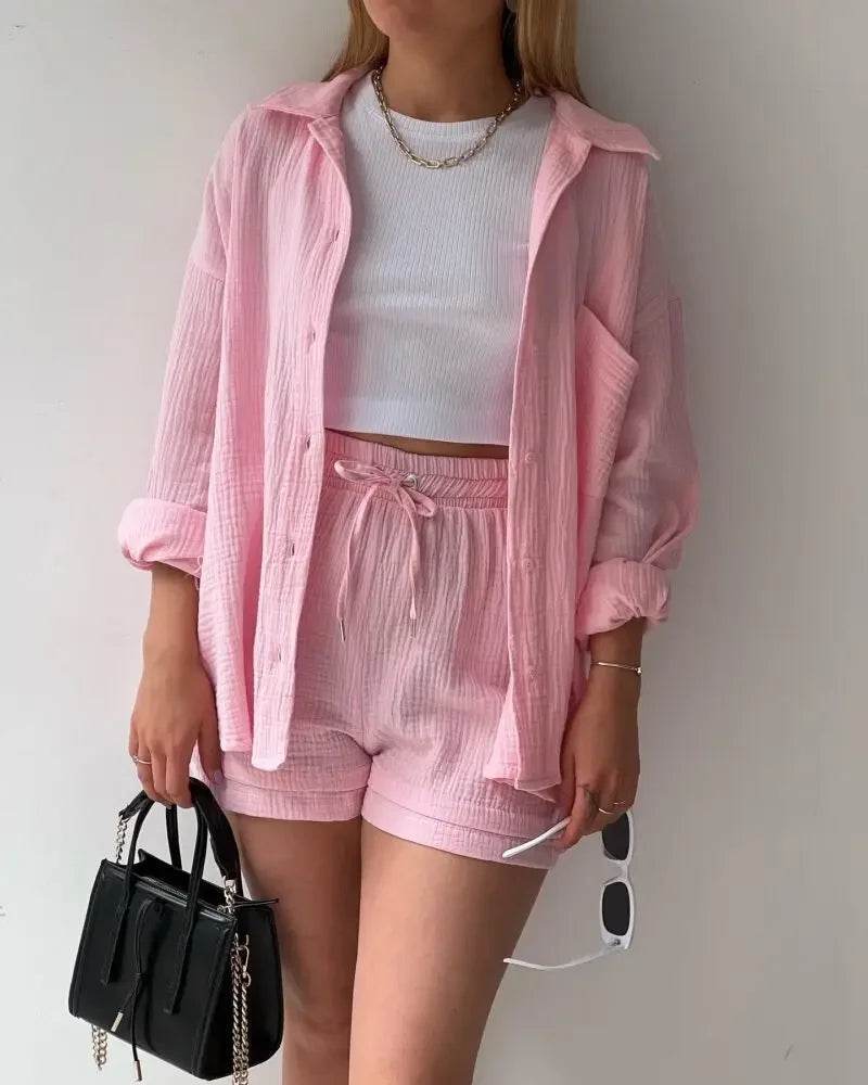 Women’s High Street Solid Two-Piece Tracksuit Set with Pockets - MODISH X 