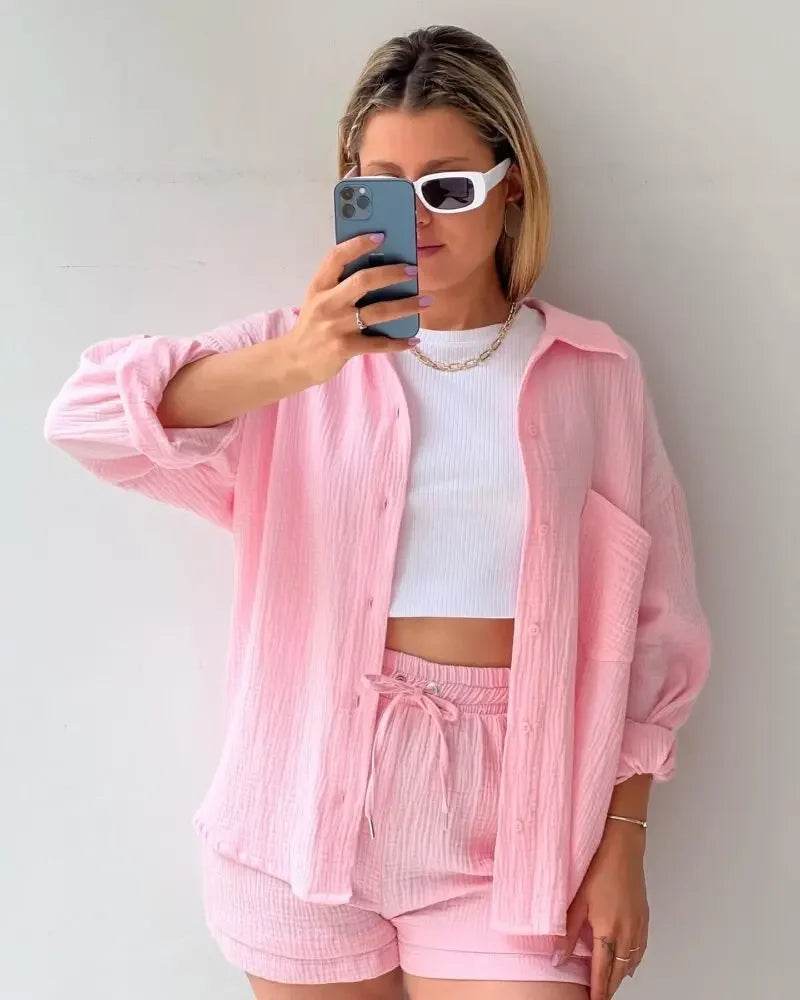 Women’s High Street Solid Two-Piece Tracksuit Set with Pockets - MODISH X 