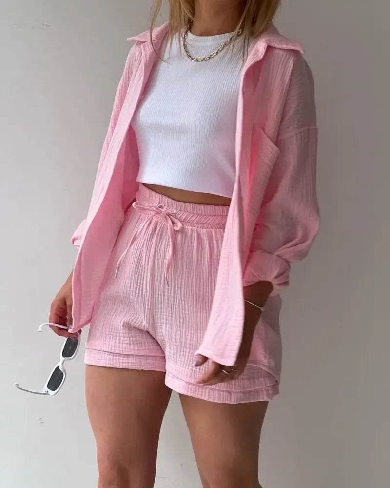 Women’s High Street Solid Two-Piece Tracksuit Set with Pockets - MODISH X 