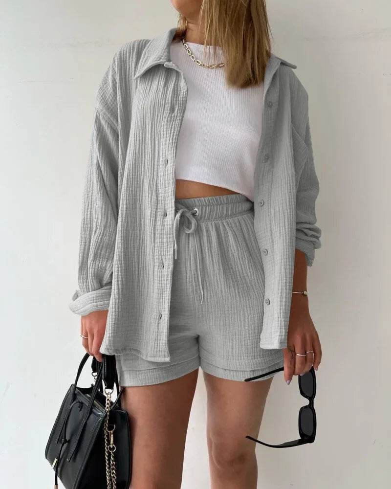 Women’s High Street Solid Two-Piece Tracksuit Set with Pockets - MODISH X 
