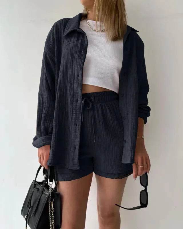 Women’s High Street Solid Two-Piece Tracksuit Set with Pockets - MODISH X 