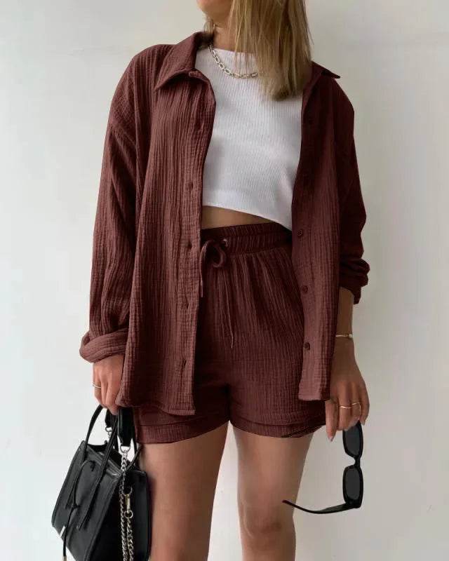 Women’s High Street Solid Two-Piece Tracksuit Set with Pockets - MODISH X 