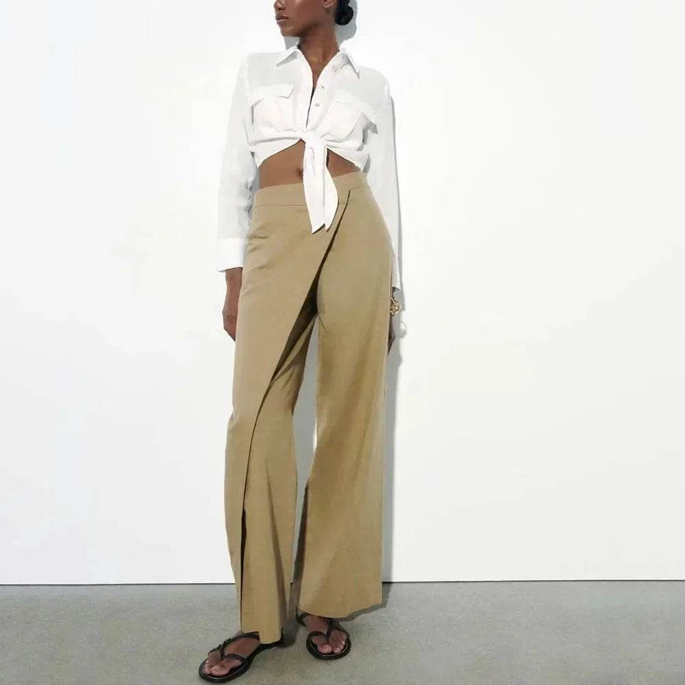 Women’s Wide-Leg Wrap Skirt Trousers – High-Waist Summer Style - MODISH X 