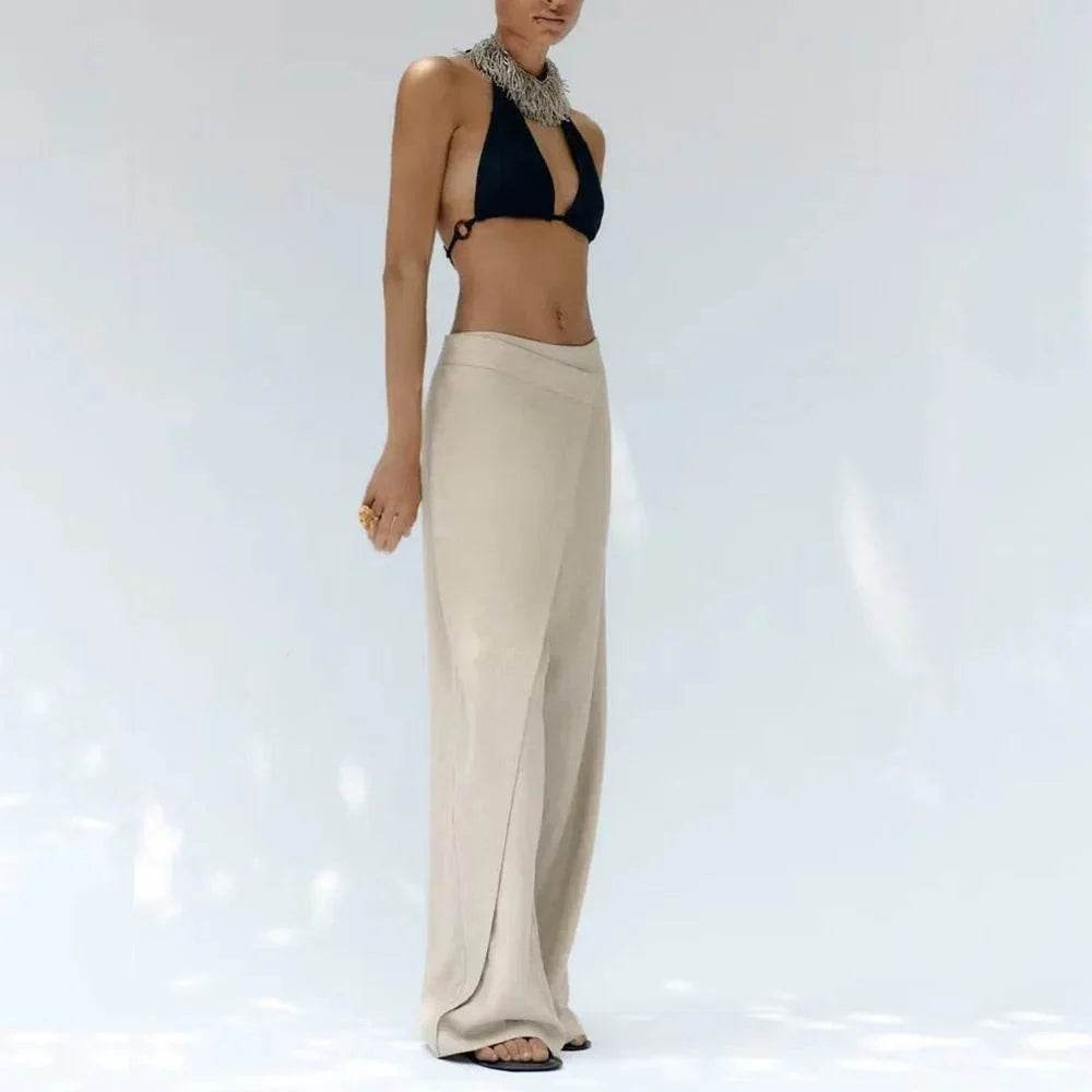 Women’s Wide-Leg Wrap Skirt Trousers – High-Waist Summer Style - MODISH X 