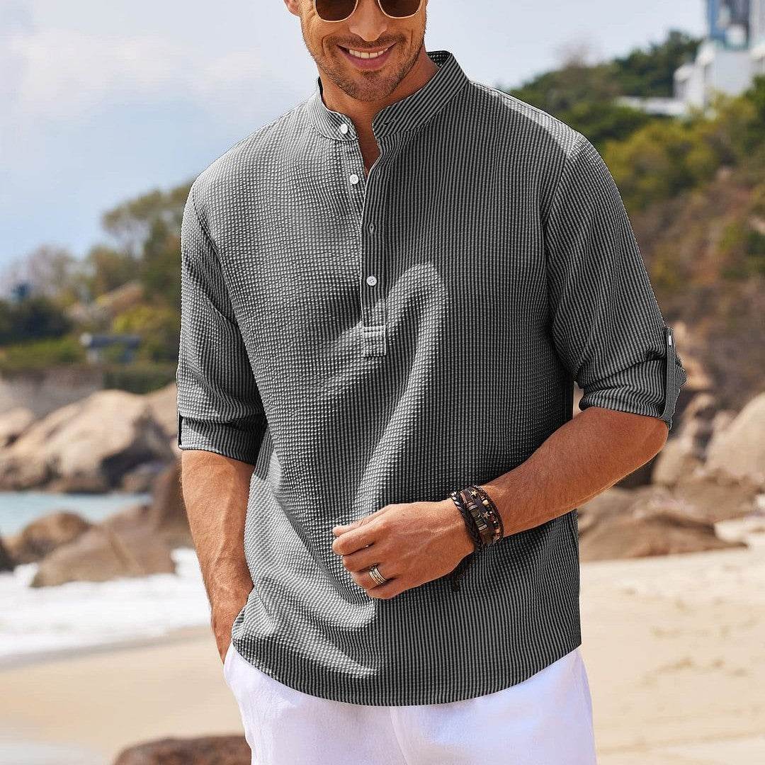 Men’s Summer Linen Stand Collar Shirts – Breathable & Lightweight Style - MODISH X 