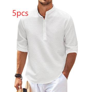 Men’s Summer Linen Stand Collar Shirts – Breathable & Lightweight Style - MODISH X 