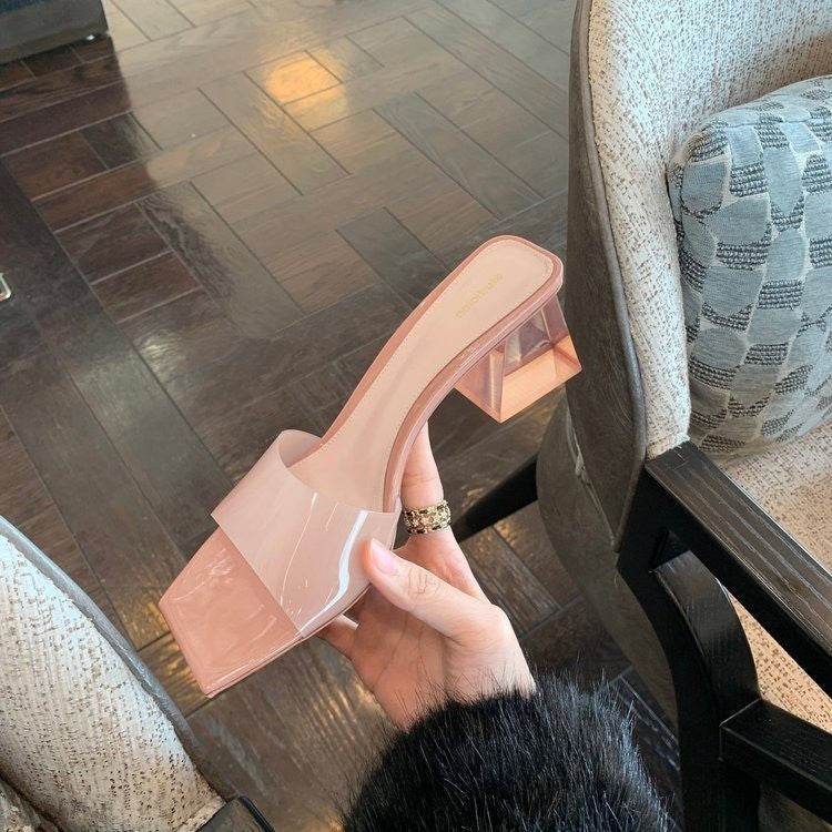 Transparent Crystal Chunky Heels – Retro & Eye-Catching Square-Toe Heels - MODISH X 